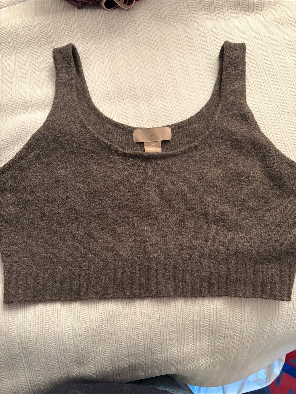 Cozy Grey Brown Knit Tank Top